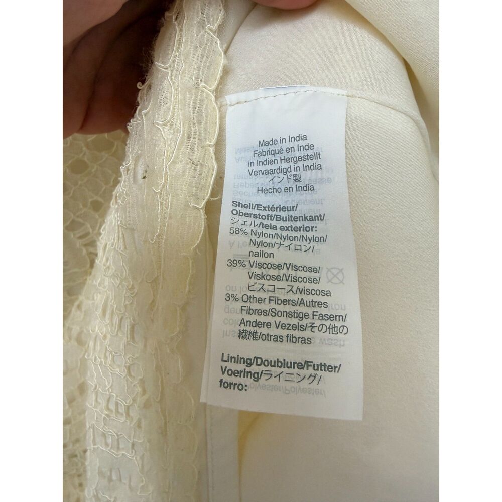 J.Crew Womens Ivory Crochet Lace Short Sleeve Top Size 6 Lined Button Back - Picture 5 of 11